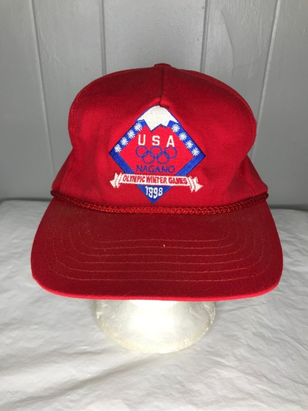 Vintage Team USA Nagano Japan 1998 Winter Olympics Retro 90s Rope Hat Cap US mad